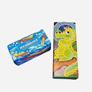 Vintage Avon Al E. Gator comb and brush set and Hydro jet scrub brush and soap